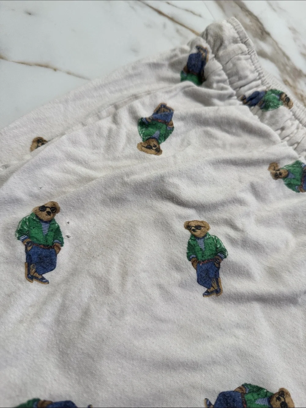 Polo Ralph Lauren Men's White Polo Bear Graphic Jersey Sleep Shorts Sz XL Trendy